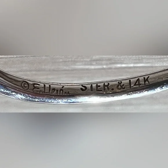 Vintage Designer Ed Levin Sterling Silver & Gold Signature Ring, Size 6 - Picture 10 of 13